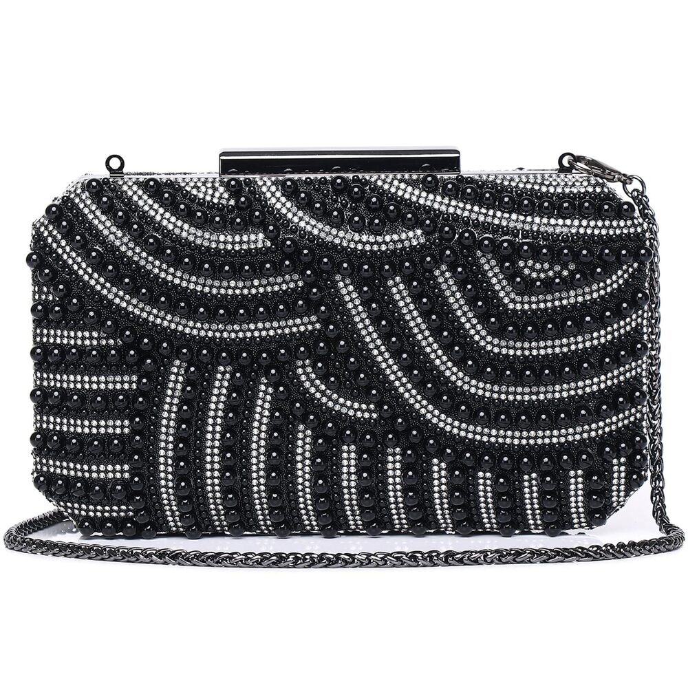 3516 Elegant Pearl Bead Evening Handbag - Stylish Beaded Pearl Clutch Purse